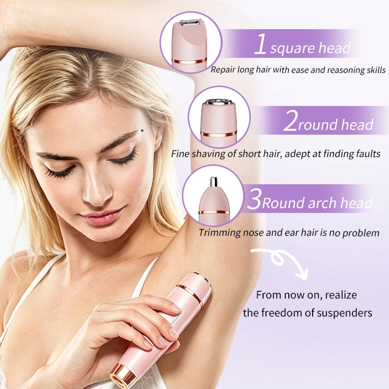 3-in-1 Electric Lady Shaver Waterproof Bikini Trimmer Rechargeable