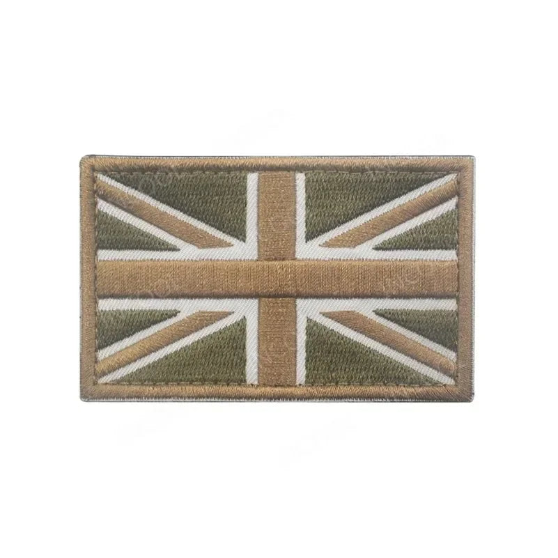 UK British Flag Embroidered Patch Hook Loop Reflective Badge Applique