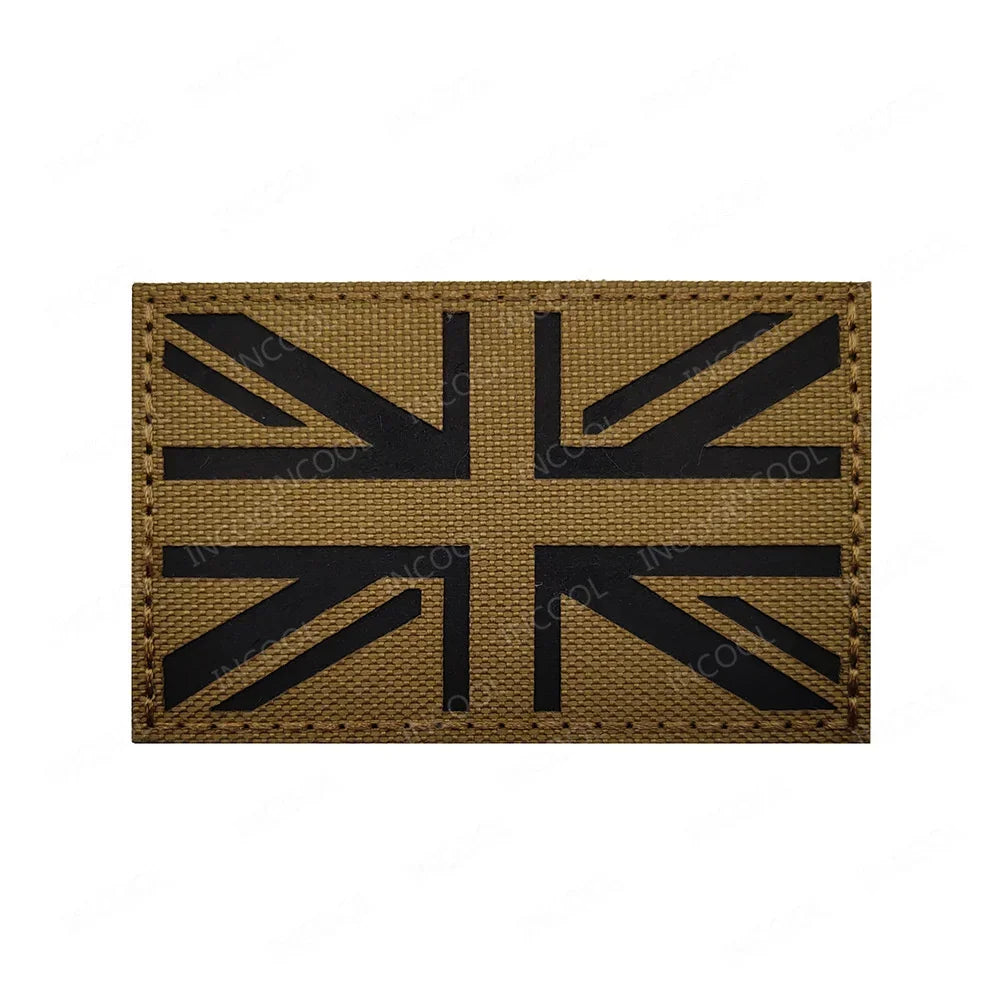 UK British Flag Embroidered Patch Hook Loop Reflective Badge Applique