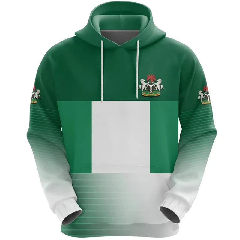 Nigeria Flag Map Hoodie 3D Print Unisex Casual Streetwear Pullover