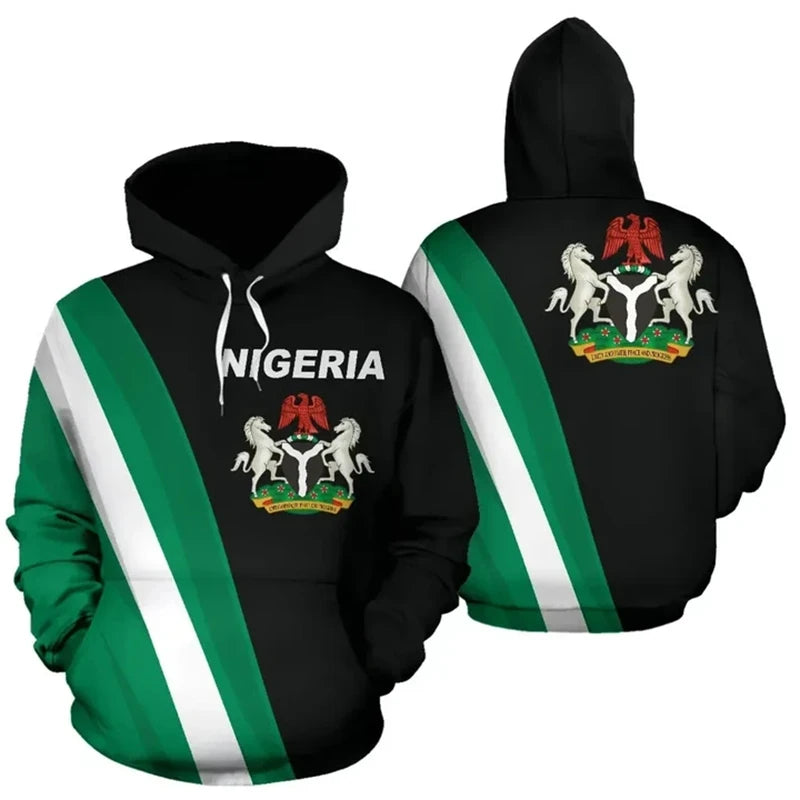 Nigeria Flag Map Hoodie 3D Print Unisex Casual Streetwear Pullover