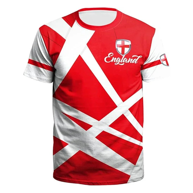 England Flag 3D Print Football T-Shirt - Men’s & Children’s Summer Casual Sports Tee