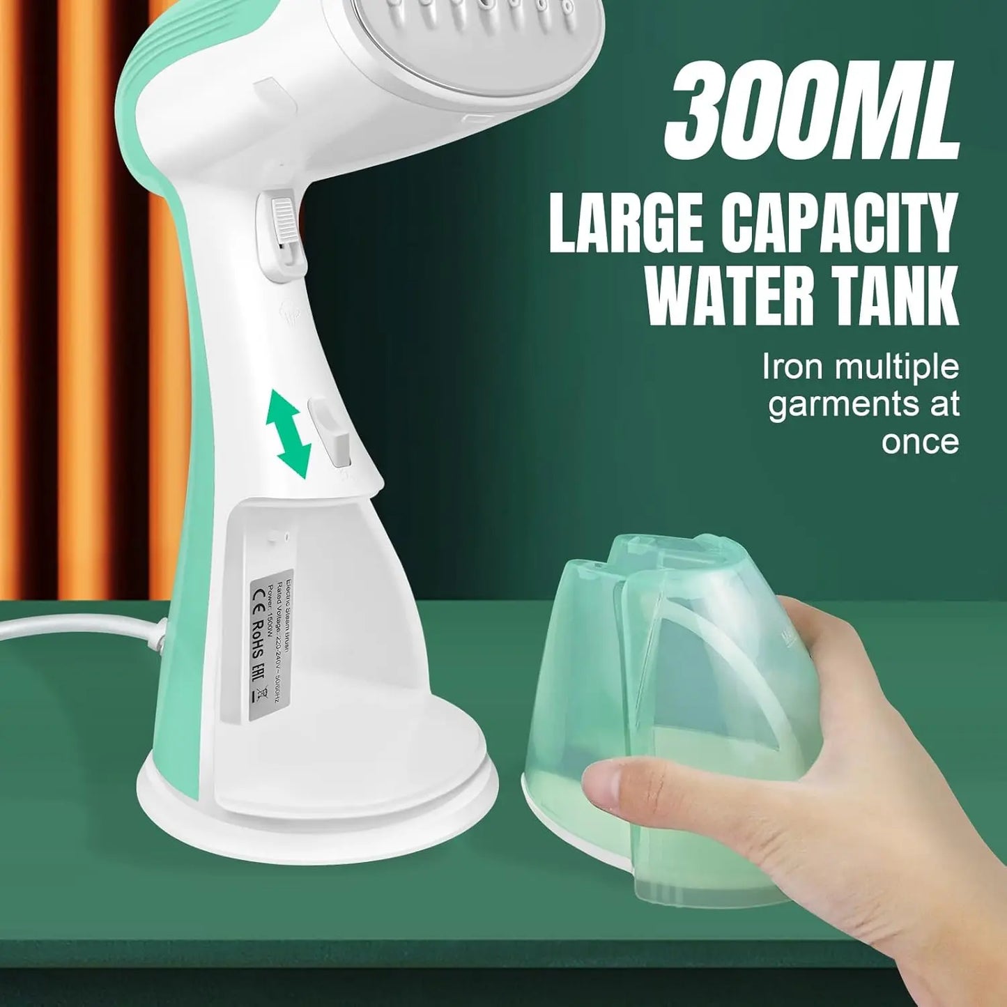 1500W Handheld Clothes Steamer with 300ML Tank & 30s Fast Heat-Up