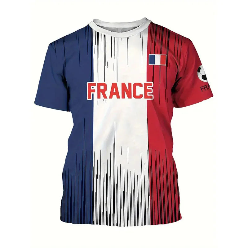 France Retro Flag T-Shirt – Oversized Streetwear Football Harajuku Tee