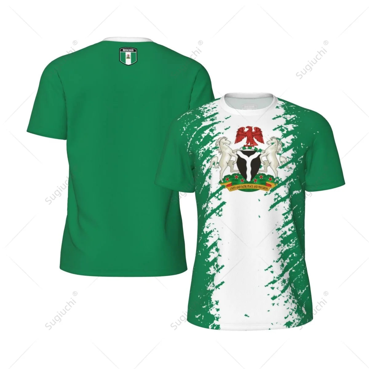 Sugiuchi Nigeria Flag 3D Sports Jersey Quick Dry Mesh T-Shirt Men