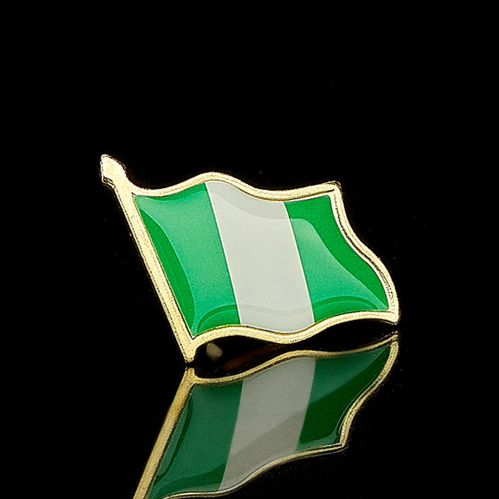 Nigeria Flag Metal Lapel Pin - Multicolour Patriotic Pin for Clothing