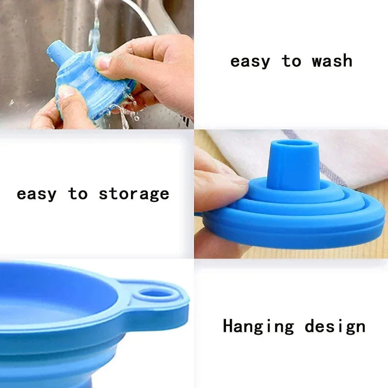 Silicone Foldable Funnel Set Collapsible Kitchen Oil Wine Liquid Tool