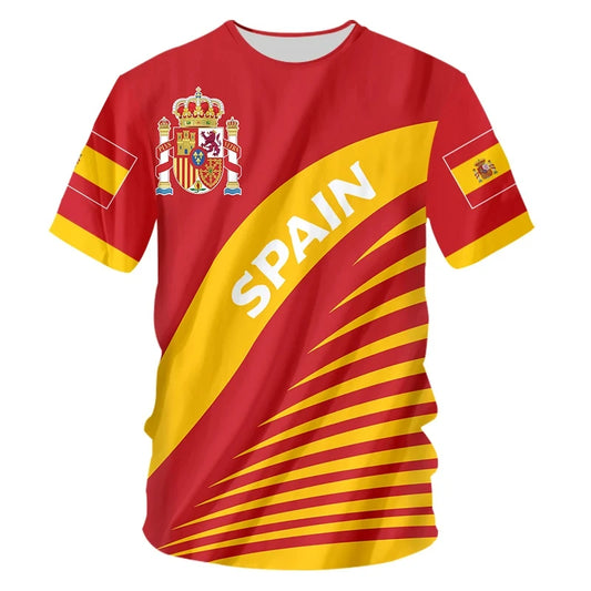Spain Flag Coat of Arms 3D T-Shirt – Oversized Y2K Unisex Tee