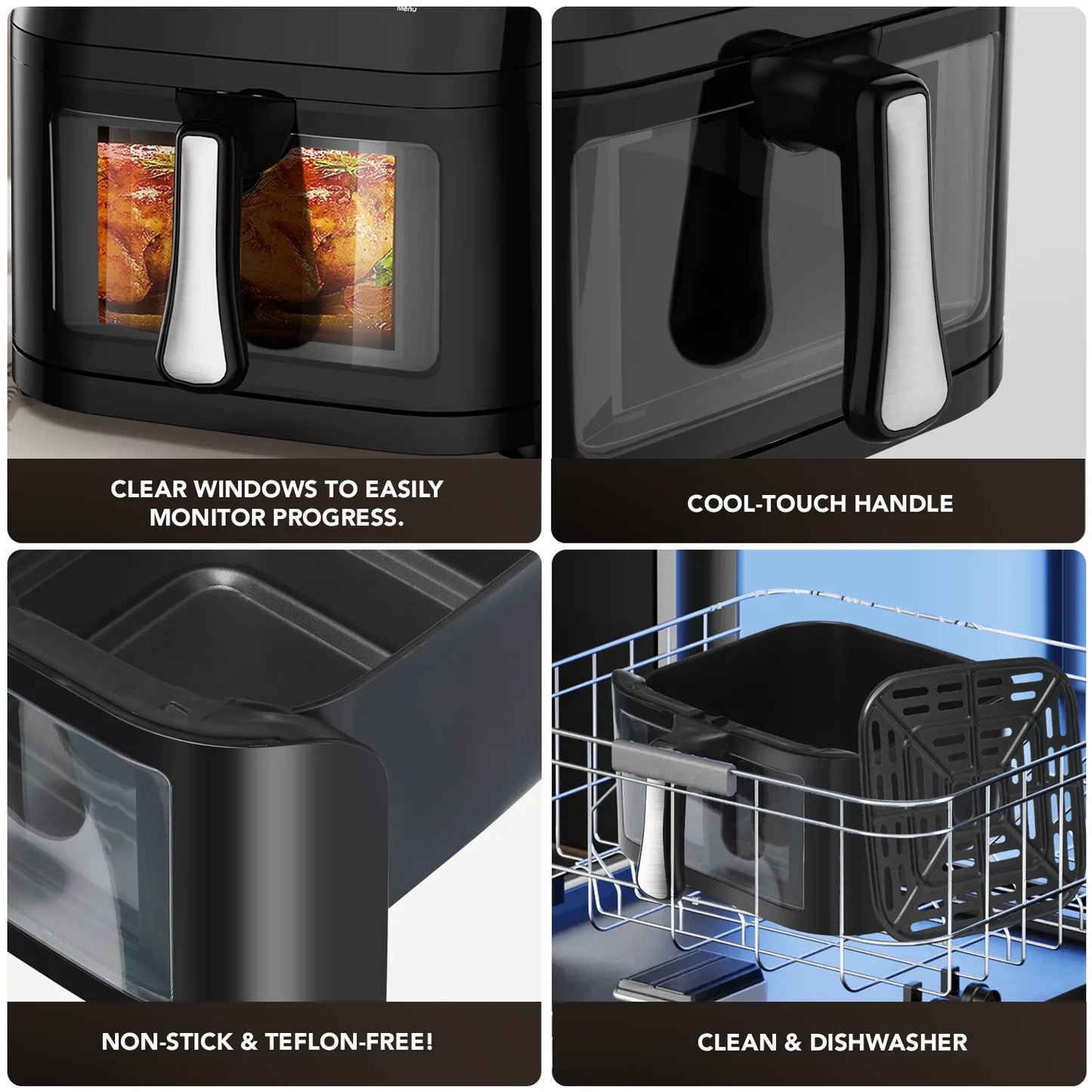 OYAJIA 10L Air Fryer with Window, Touch Control & 7 Functions