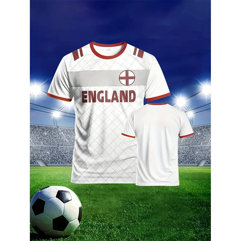 England Flag 3D Print Football T-Shirt - Men’s & Children’s Summer Casual Sports Tee