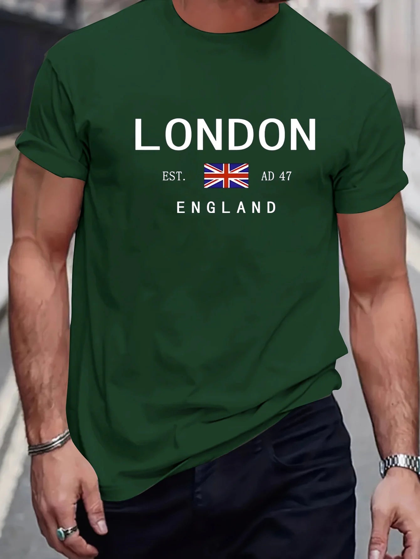 Men’s London England Cotton T-Shirt - Summer Casual Loose Round Neck Short Sleeve