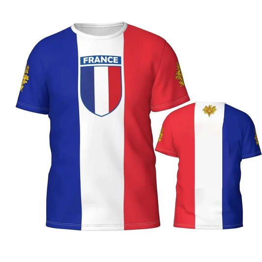 France Flag 3D Football T-Shirt – Men’s Breathable Loose Sports Tee