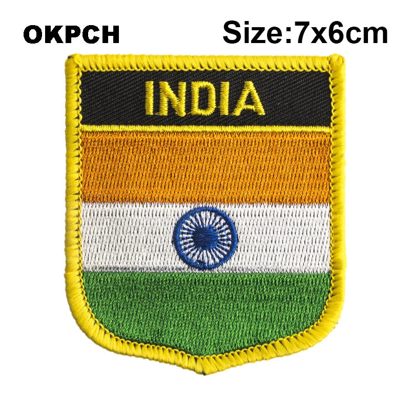 India National Flag Embroidered Patch - Iron On Badge for Clothing (PT0130-3)