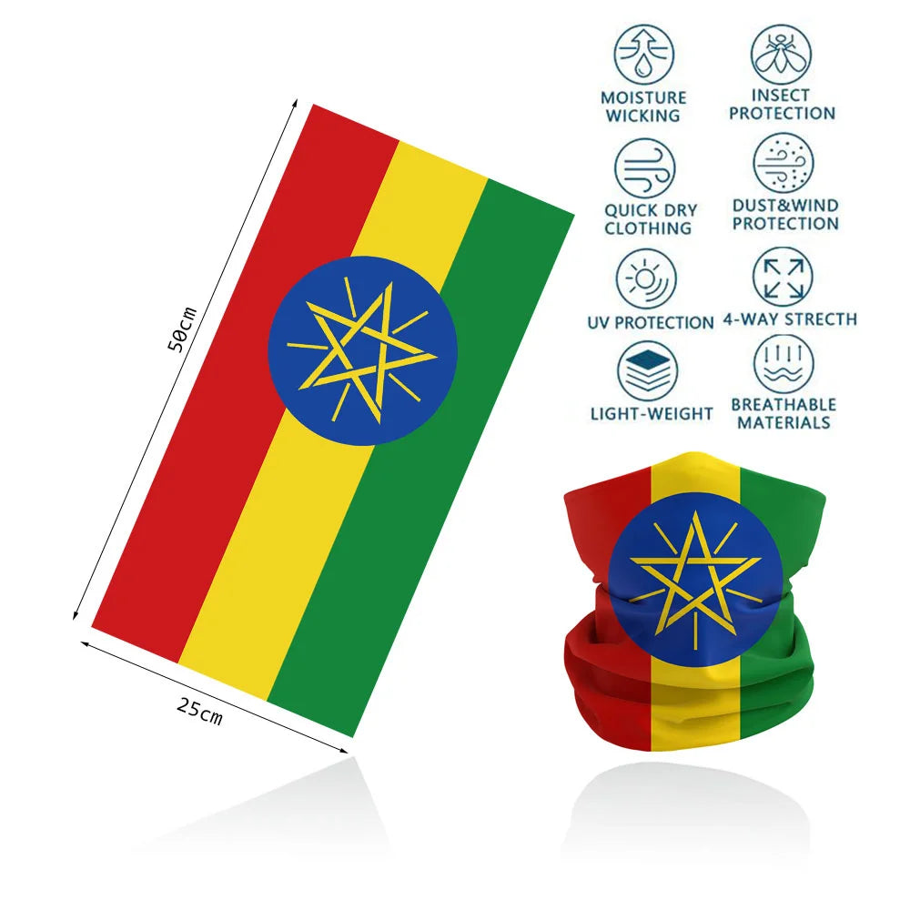 African Flag Bandana Neck Gaiter UV Protection Seamless Face Cover