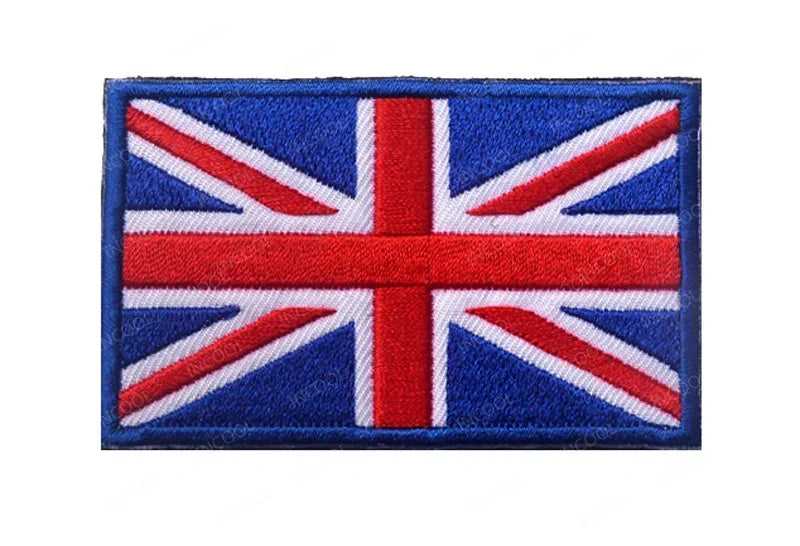 UK British Flag Embroidered Patch Hook Loop Reflective Badge Applique