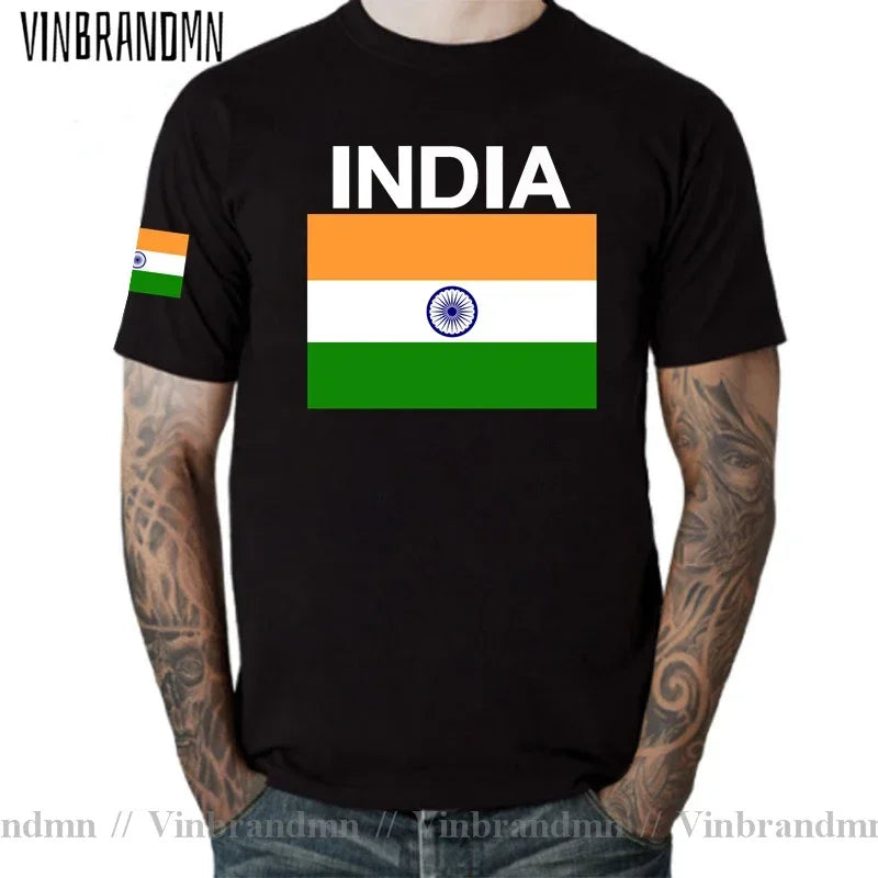 India T-Shirt for Men - Cotton National Flag Tee for Streetwear, Fitness & Fans