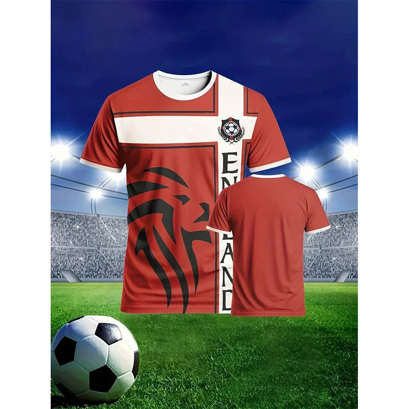 England Flag 3D Print Football T-Shirt - Men’s & Children’s Summer Casual Sports Tee