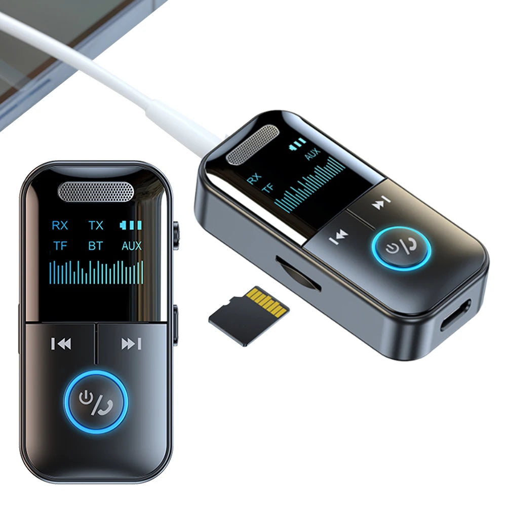 Bluetooth 5.4 Audio Transmitter Receiver 3.5mm Aux Adapter LED
