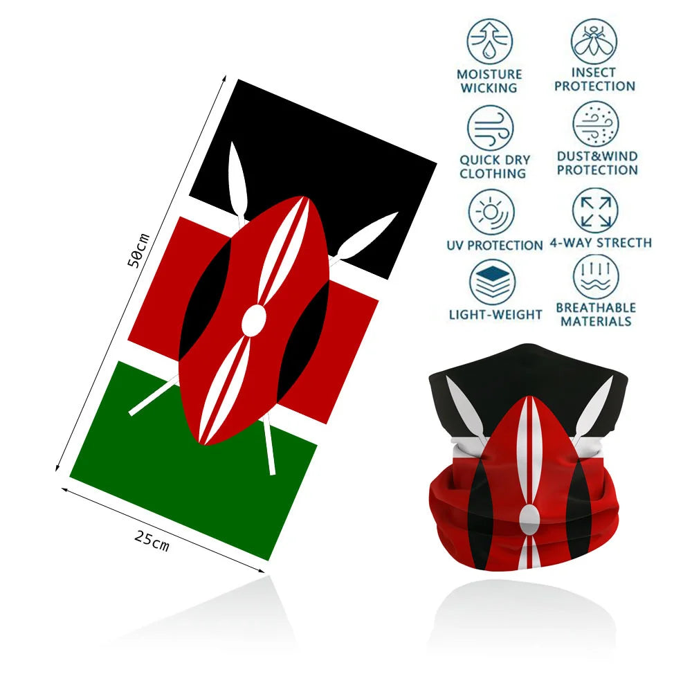 African Flag Bandana Neck Gaiter UV Protection Seamless Face Cover