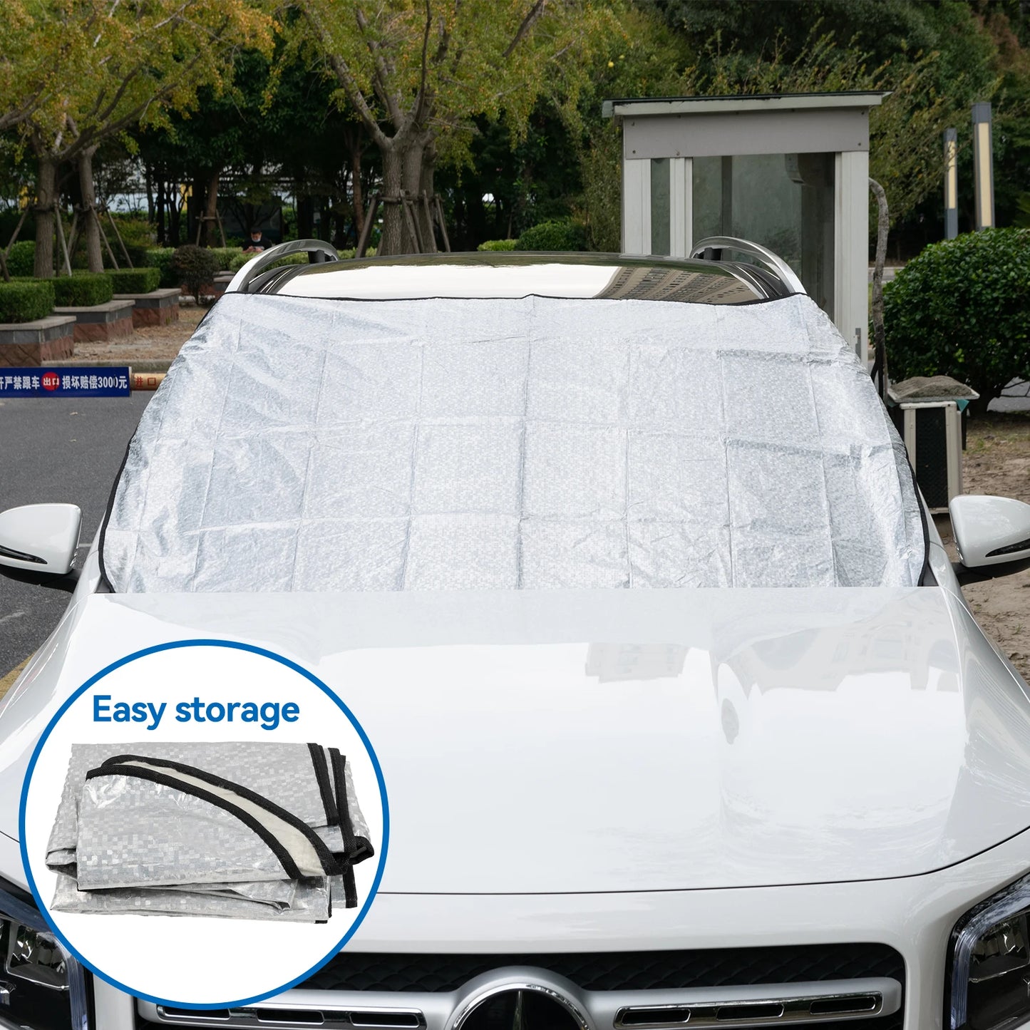 Winter Car Windscreen Cover - Anti-Snow, Frost, Ice, Sun & Dust Protector Mat