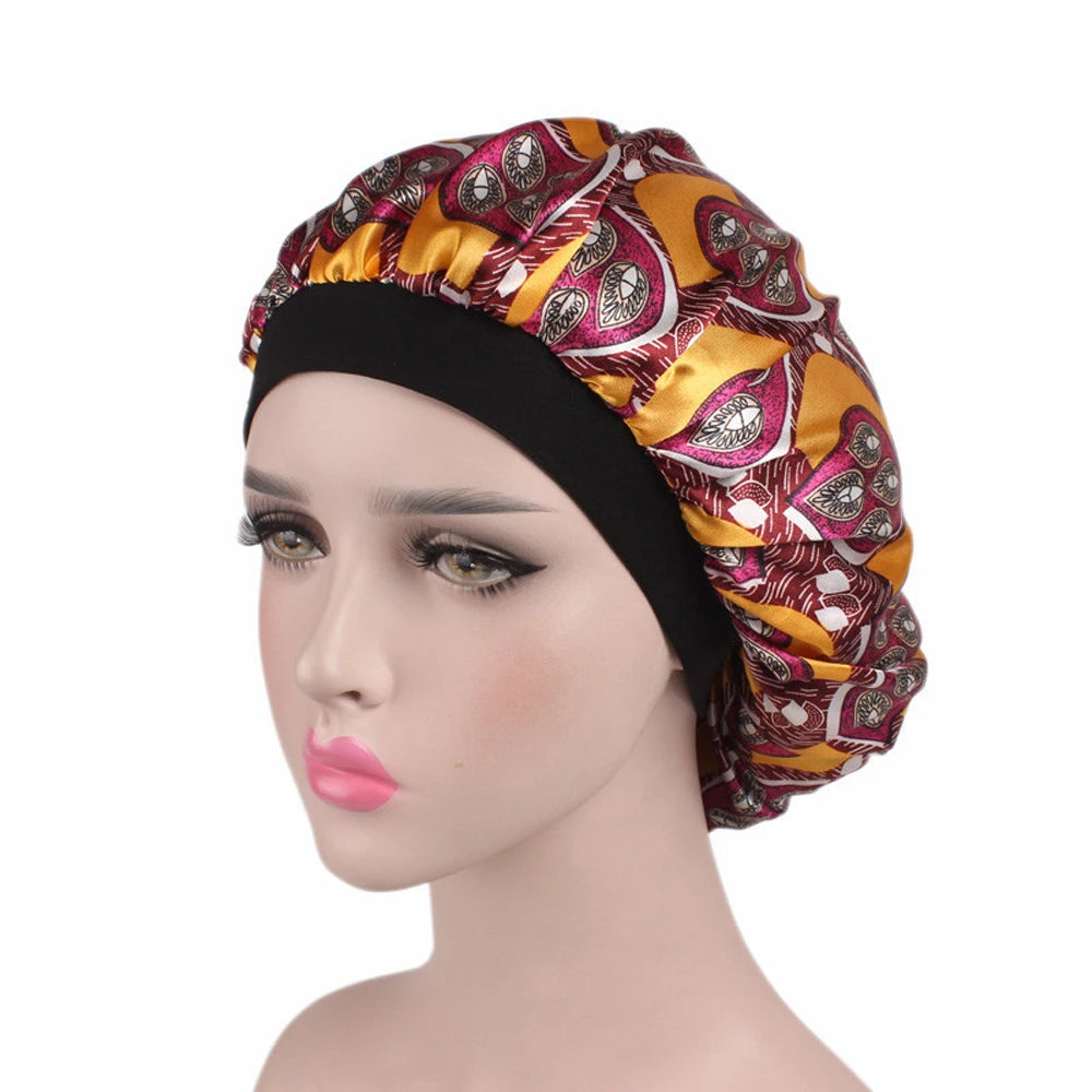 Soft Satin Sleep Hat for Women – Elastic Wide Band Night Bonnet Hair Loss & Chemo Care Cap