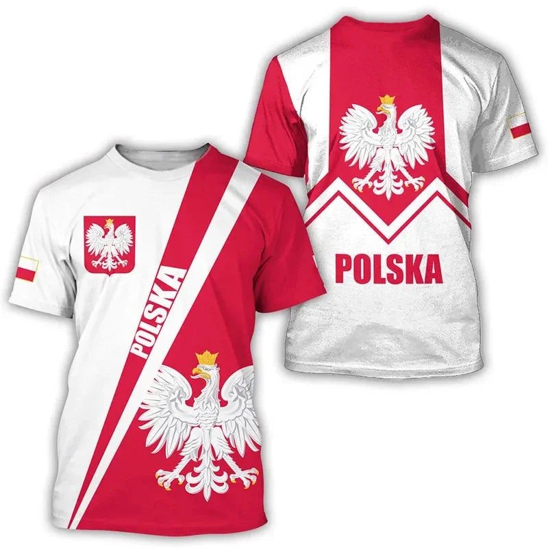 Poland Flag 3D Print T-Shirt - Oversized Streetwear Tee for Men, Women & Kids