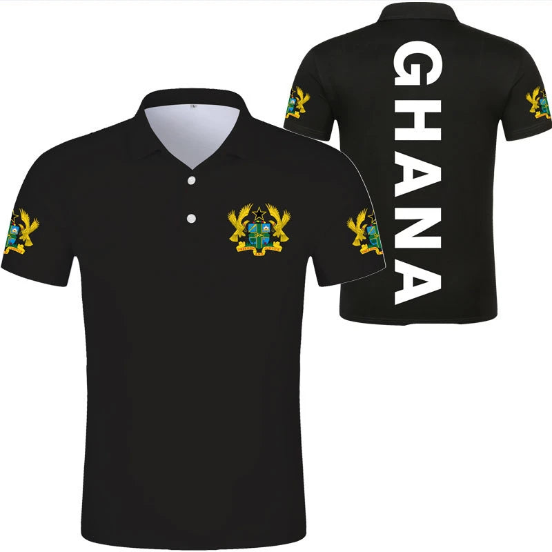 Ghana Flag Graphic Polo Shirt – National Emblem & Map Jersey Top for Men & Kids