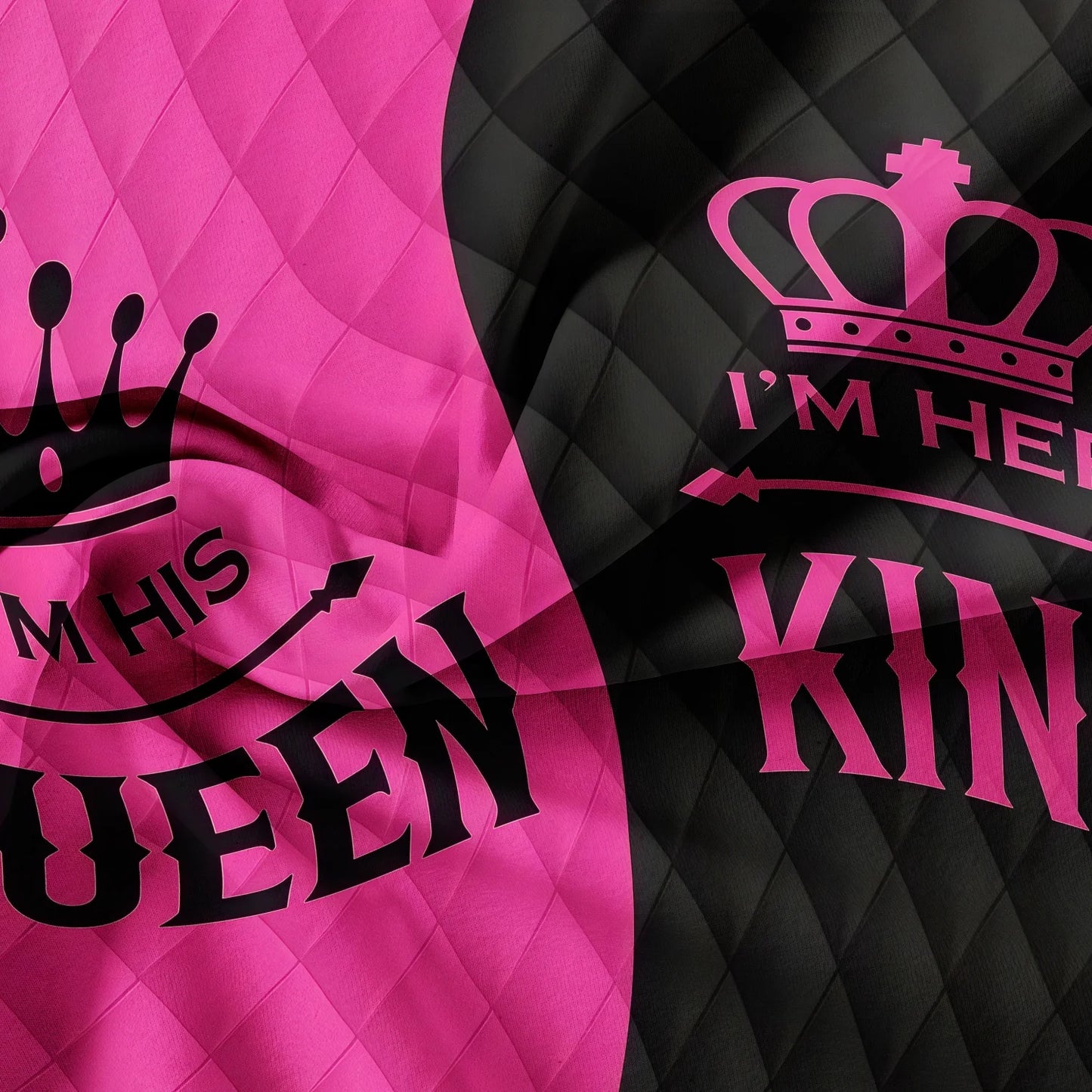 Romantic Heart Crown Duvet Cover Set 3pcs Pink Black Bedding Set