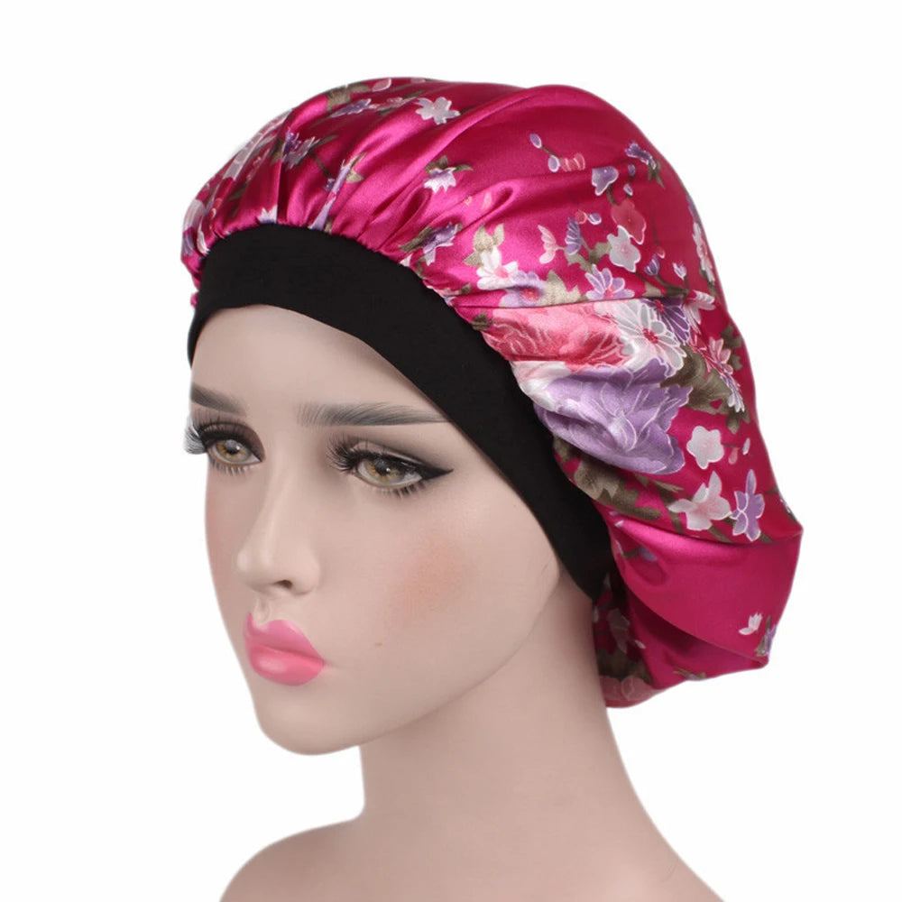 Soft Satin Sleep Hat for Women – Elastic Wide Band Night Bonnet Hair Loss & Chemo Care Cap