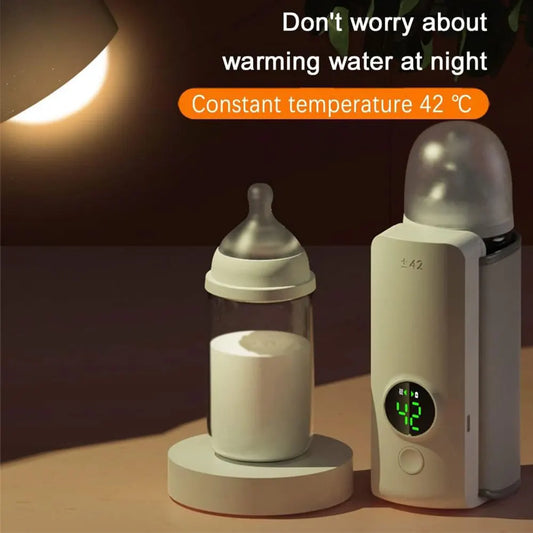 Portable Rechargeable Bottle Warmer with Temperature Control for Baby Milk