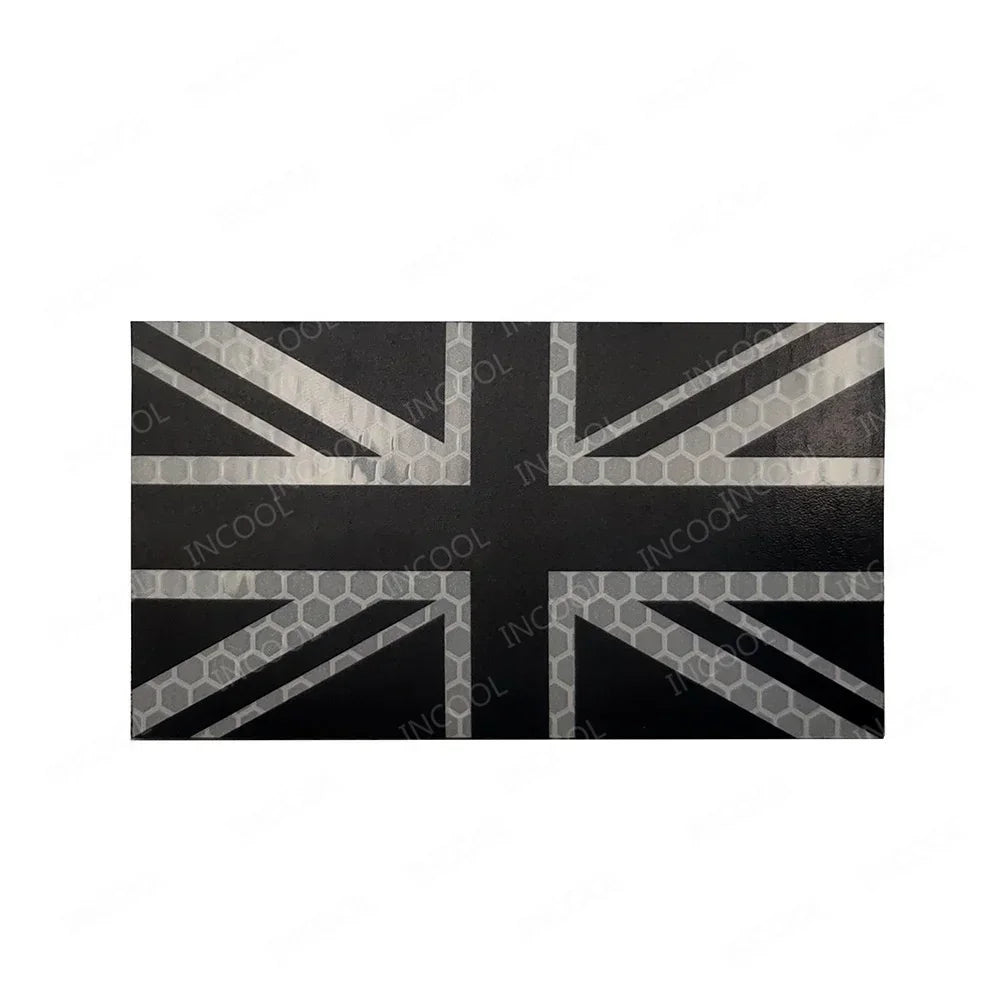 UK British Flag Embroidered Patch Hook Loop Reflective Badge Applique