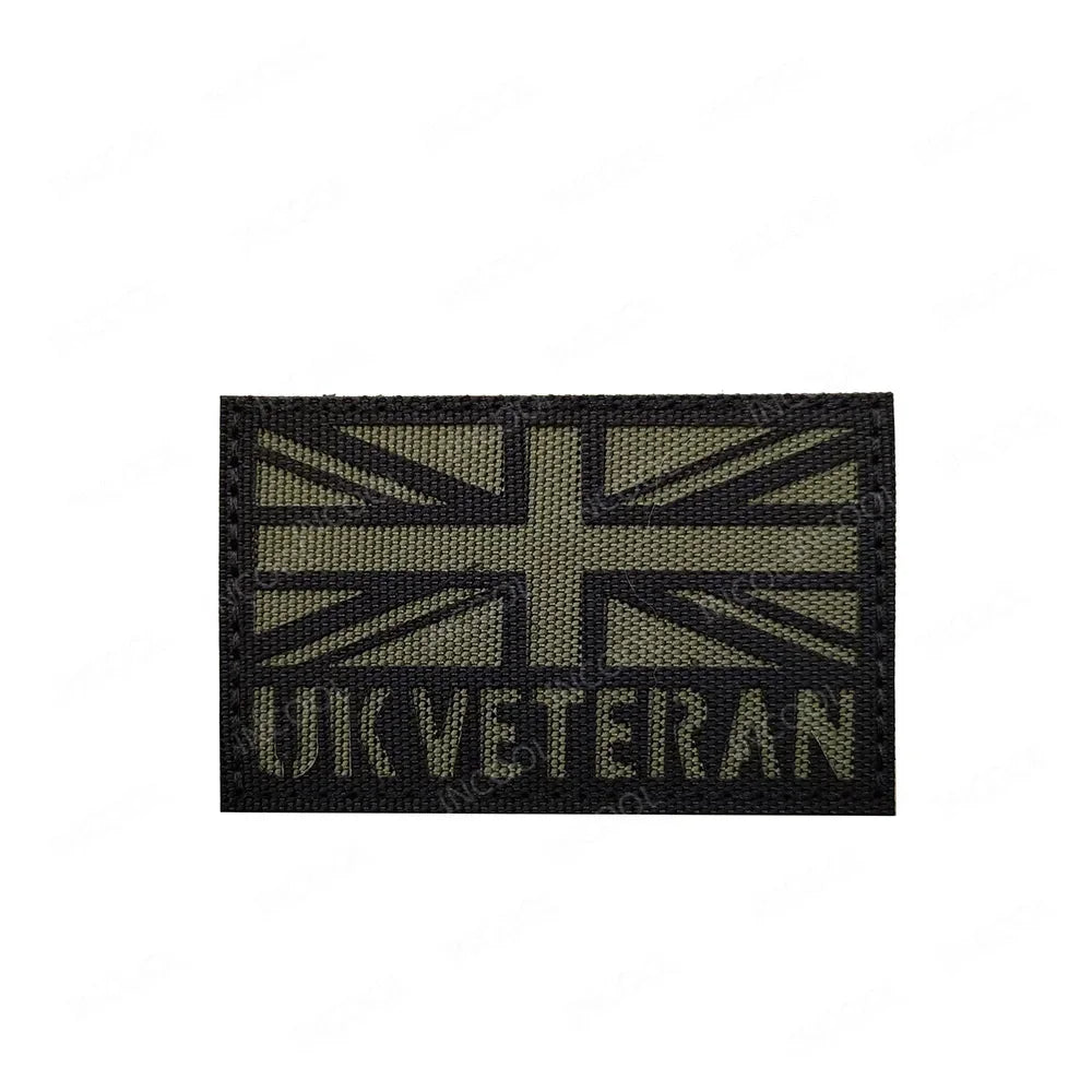 UK British Flag Embroidered Patch Hook Loop Reflective Badge Applique