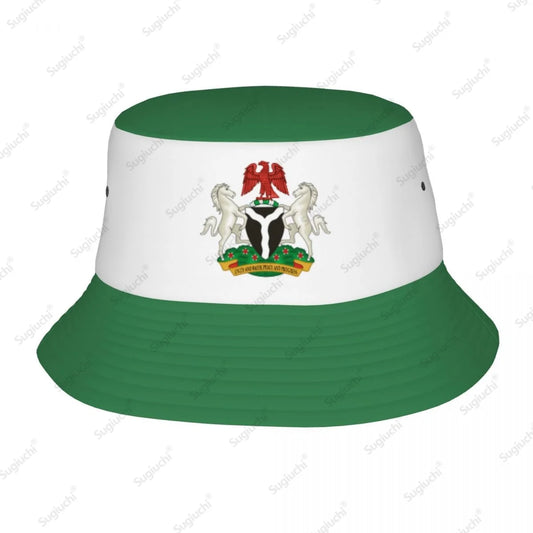 Nigeria 3D Flag Bucket Hat Breathable Mesh Sun Cap Unisex Outdoor