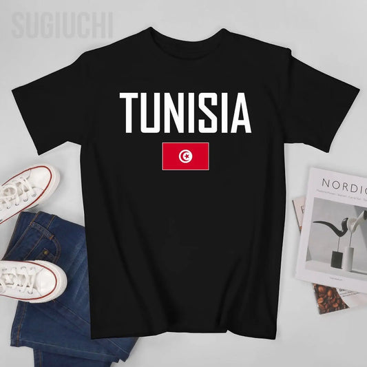Men & Women Tunisia Flag T-Shirt – Cotton O-Neck Tee for Boys & Adults