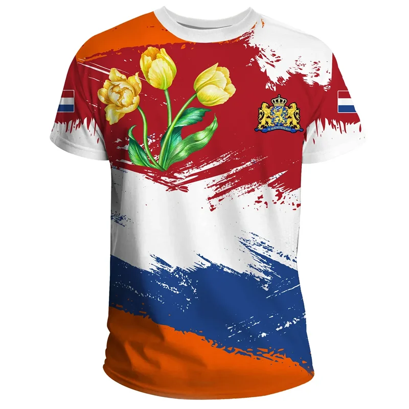 Netherlands Flag T-Shirt – Men’s 3D Printed Orange Oversized Tee