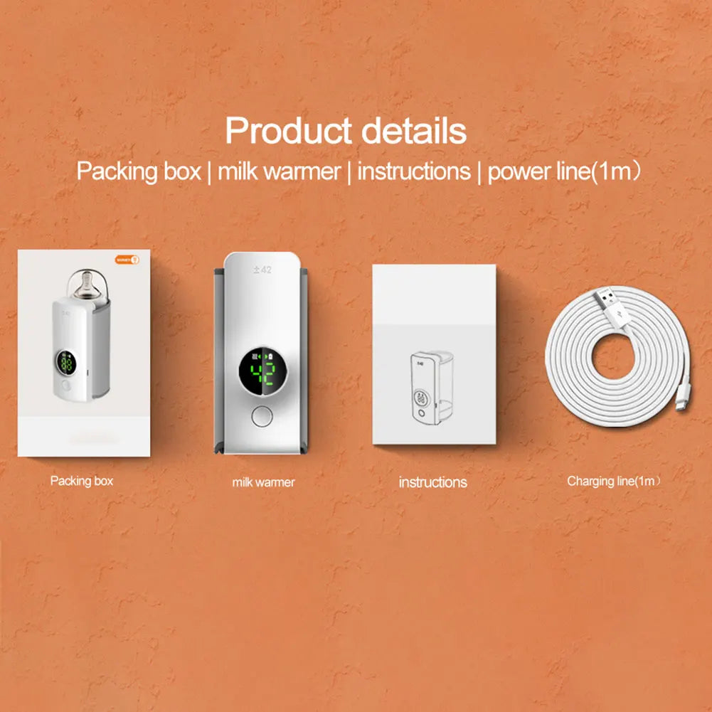 Portable Rechargeable Bottle Warmer with Temperature Control for Baby Milk