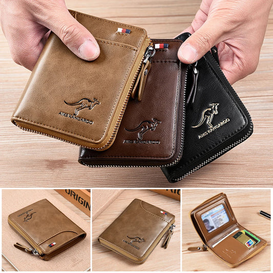 RFID Blocking Leather Card Holder – Anti-Theft Clutch & Short Men’s Wallet