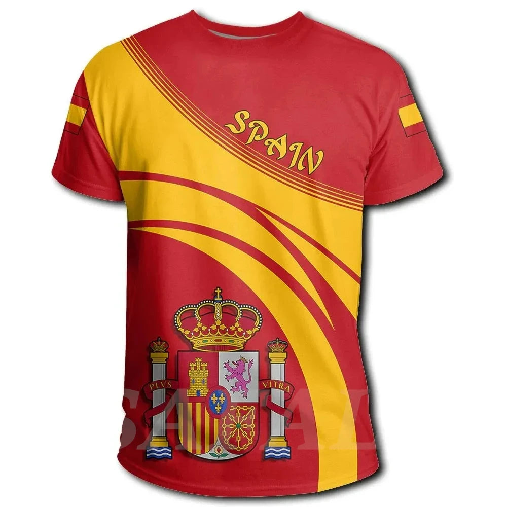 Spain Flag Coat of Arms 3D T-Shirt – Oversized Y2K Unisex Tee