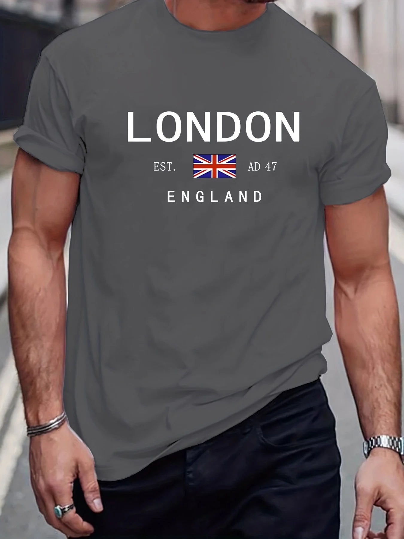 Men’s London England Cotton T-Shirt - Summer Casual Loose Round Neck Short Sleeve