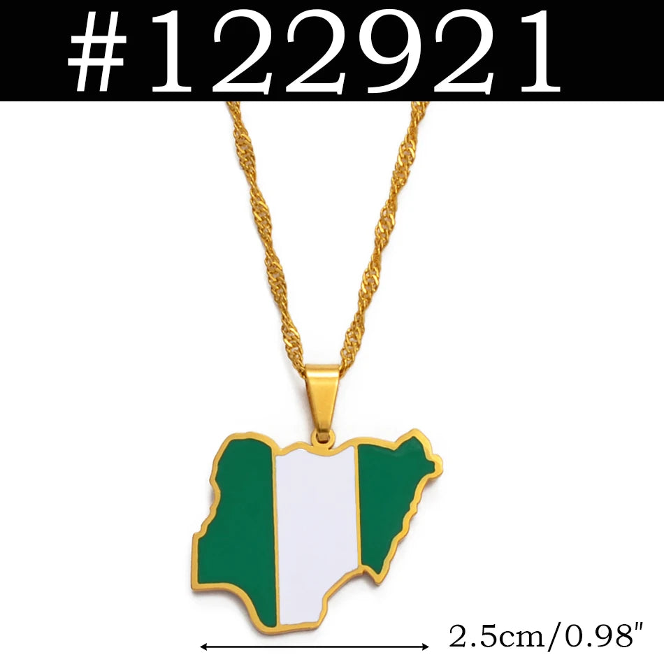 Anniyo Colorful Flags Pendant Necklace – Nigeria, Ghana, Jamaica, Guyana Map