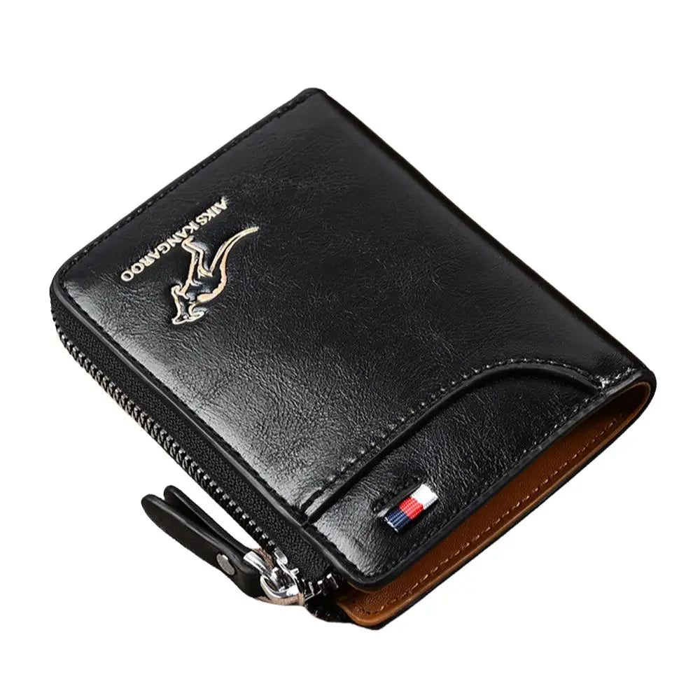 RFID Blocking Leather Card Holder – Anti-Theft Clutch & Short Men’s Wallet
