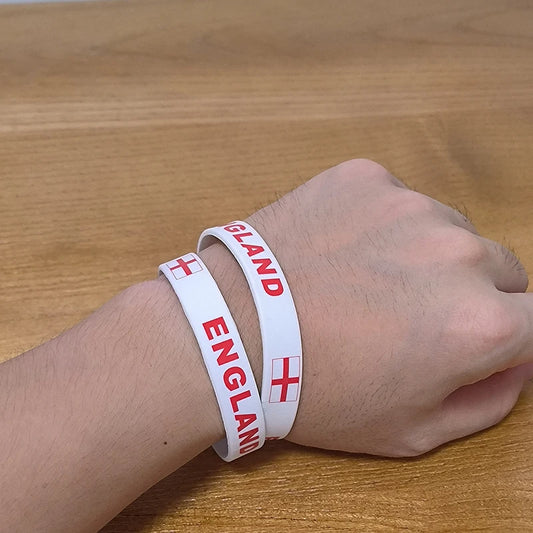 England Flag Silicone Wristbands 2pcs Set Sports Rubber Bracelets