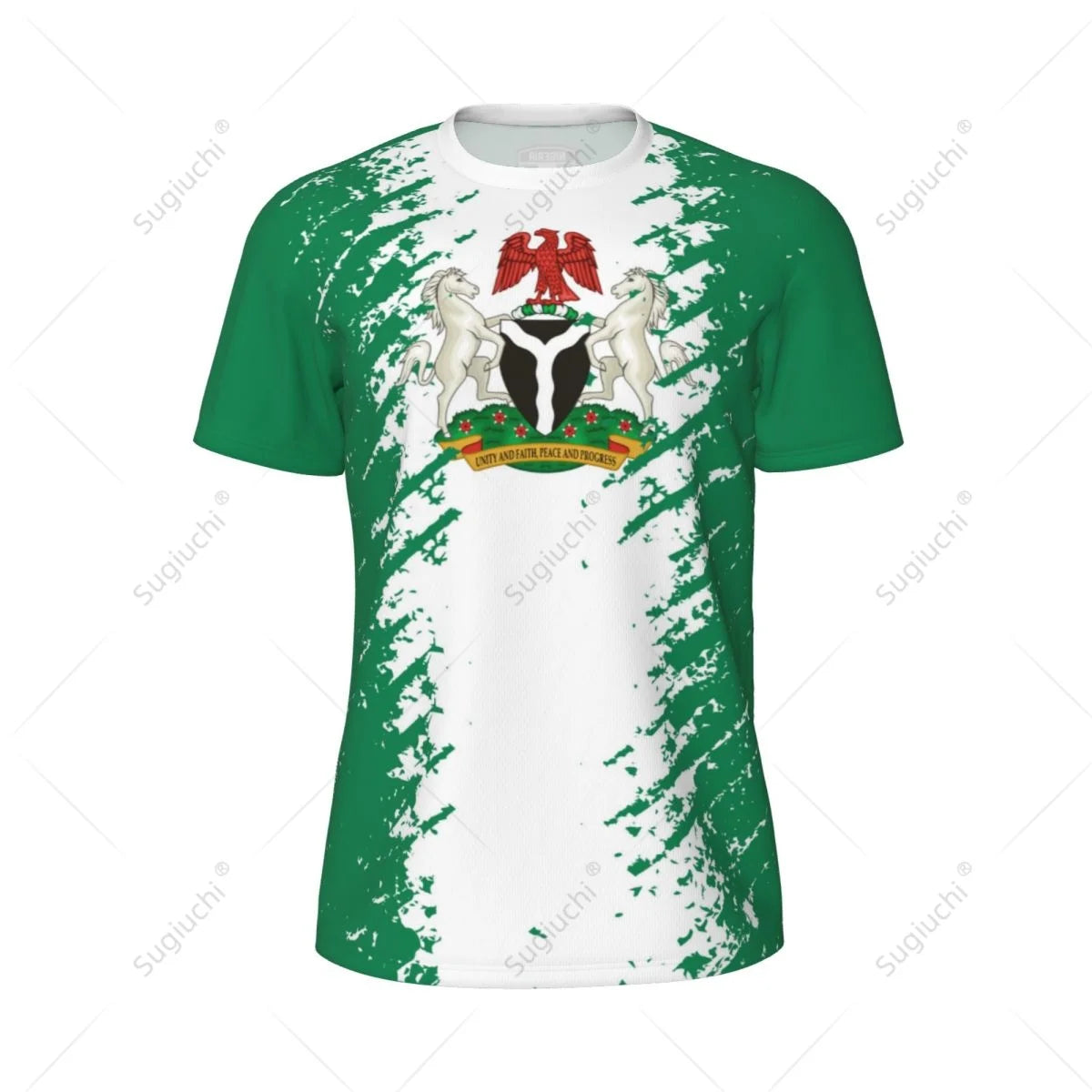 Sugiuchi Nigeria Flag 3D Sports Jersey Quick Dry Mesh T-Shirt Men