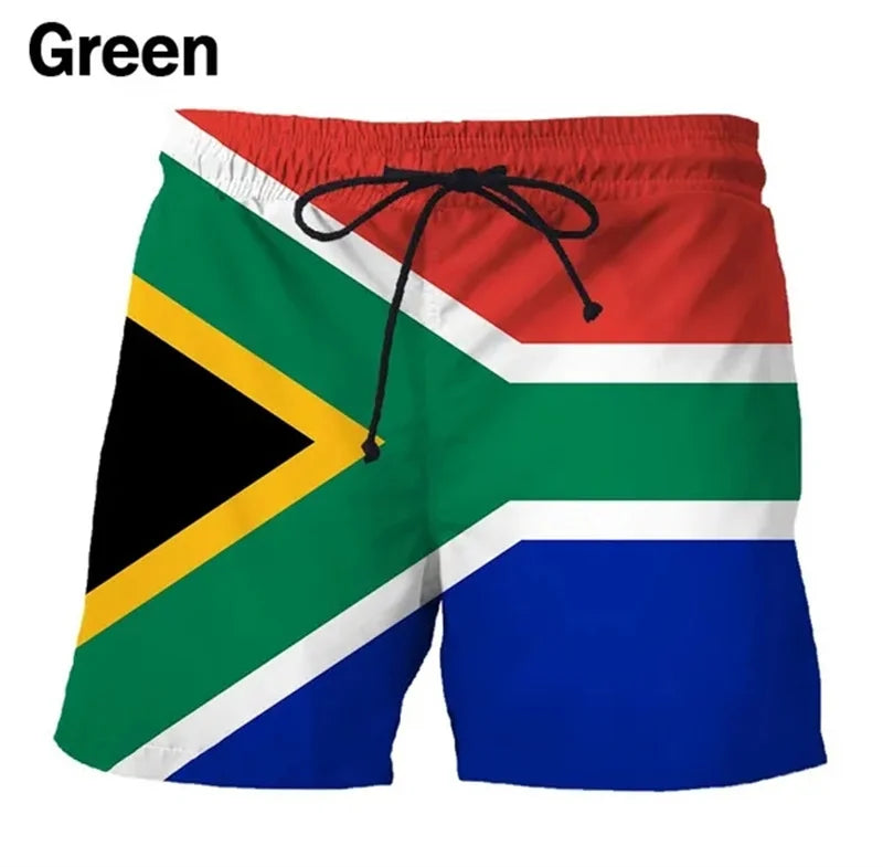 Men 3D Flag Beach Shorts Swim Trunks Quick Dry Summer Board Shorts
