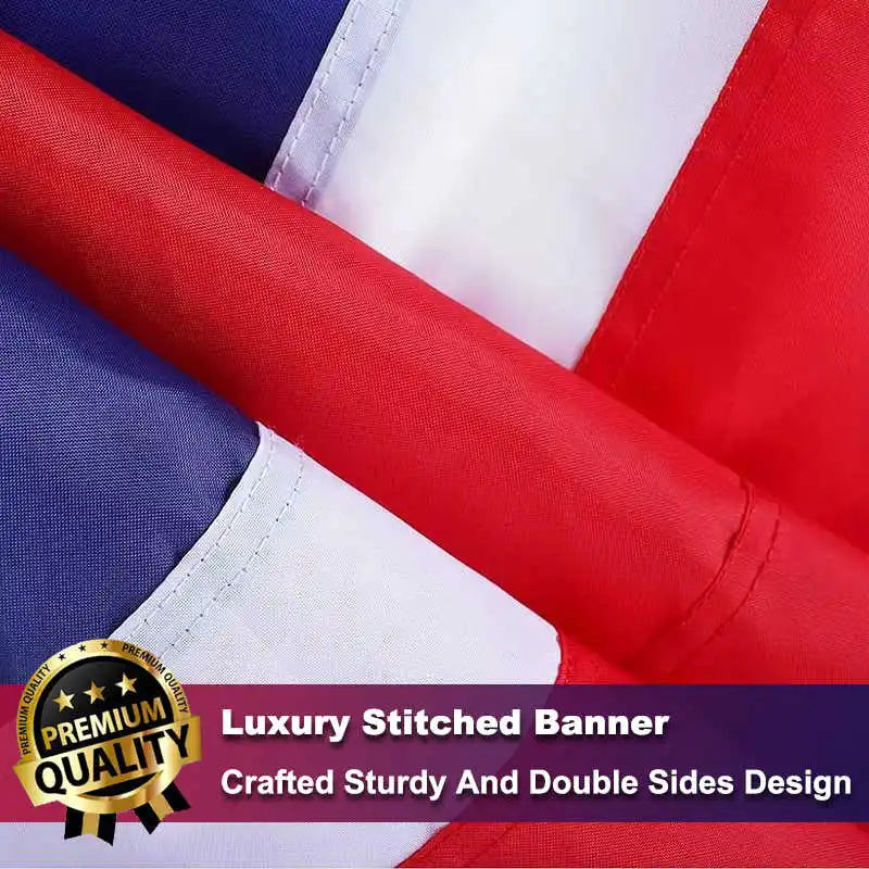 Stitched UK Flag Banner 90×150cm - British Union Jack with Brass Grommets for Decoration & Sport