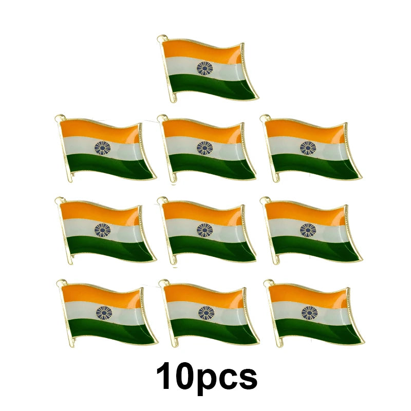 India Flag Lapel Pins - 1–100pcs National Flag Badge Brooches for Clothing