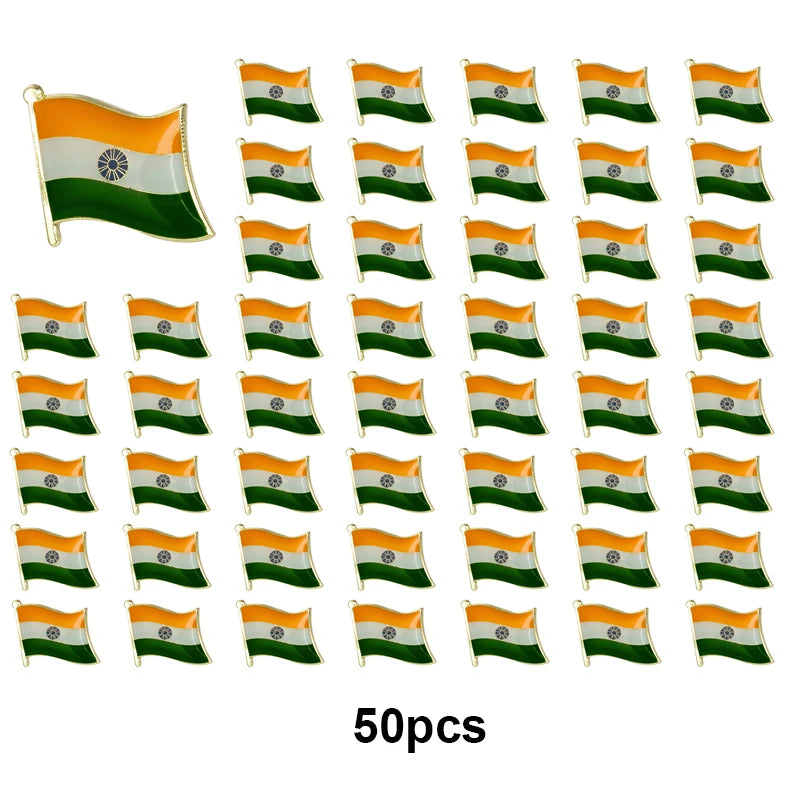 India Flag Lapel Pins - 1–100pcs National Flag Badge Brooches for Clothing
