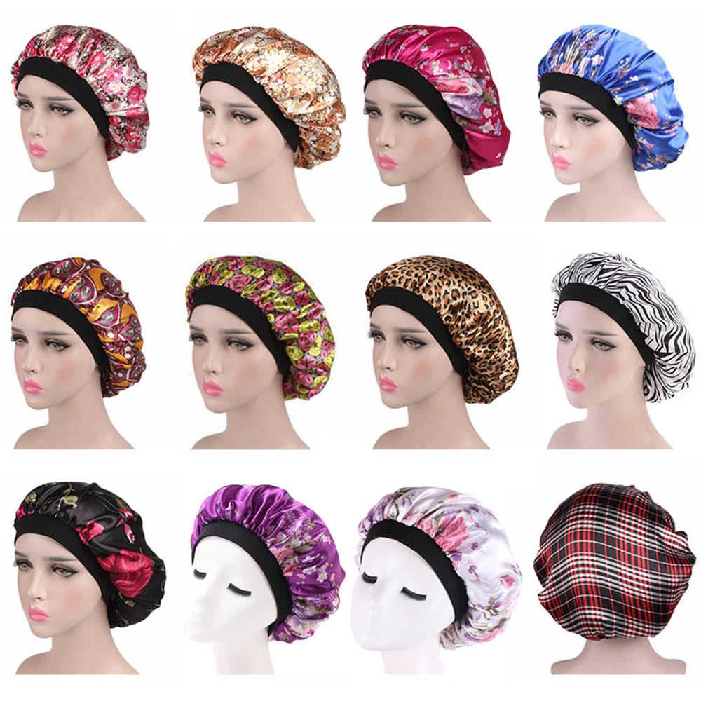 Soft Satin Sleep Hat for Women – Elastic Wide Band Night Bonnet Hair Loss & Chemo Care Cap