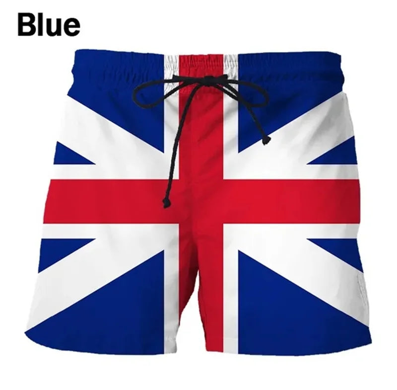 Men 3D Flag Beach Shorts Swim Trunks Quick Dry Summer Board Shorts