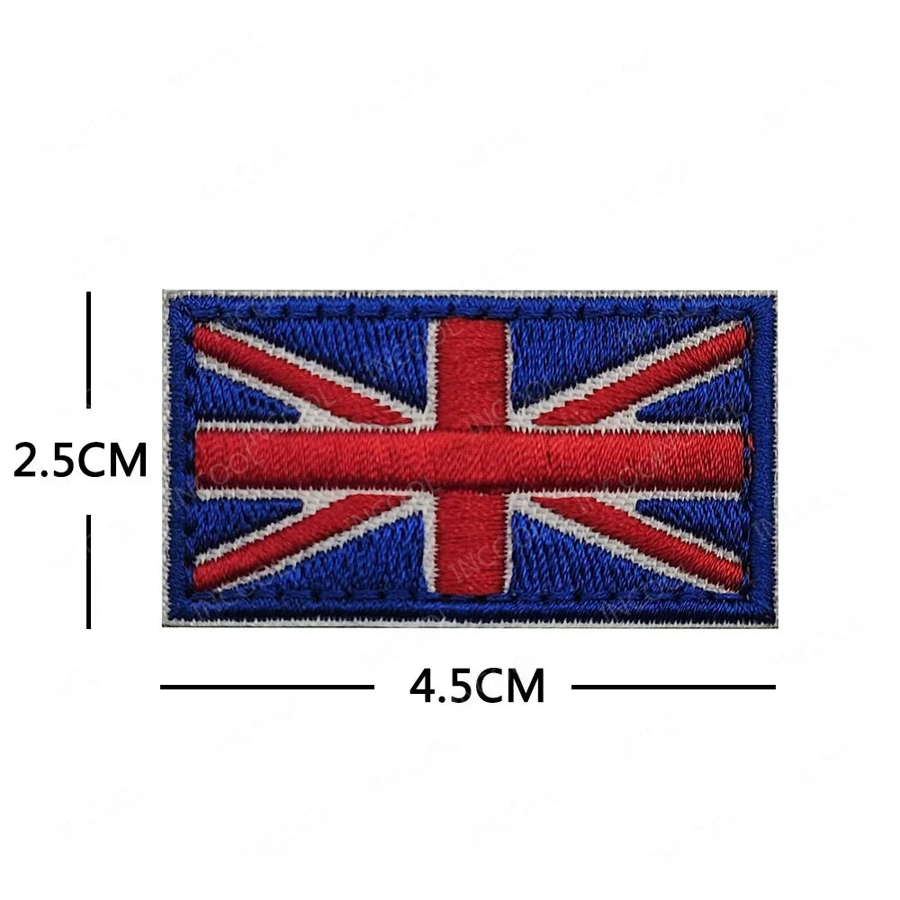UK British Flag Embroidered Patch Hook Loop Reflective Badge Applique